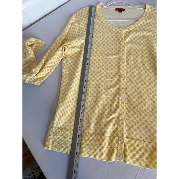 Classic Preppy Women's Plus XXL Button Front Cardigan Yellow Knit Sweater Retro - Picture 8 of 10